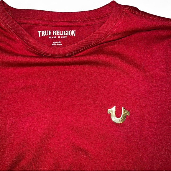 True Religion Kids Maroon Tee with Gold Logo - Picture 2 of 3